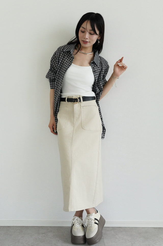 ［SET］シアーチェックシャツ×フロントポケットデニムスカート(2SET10%OFF)