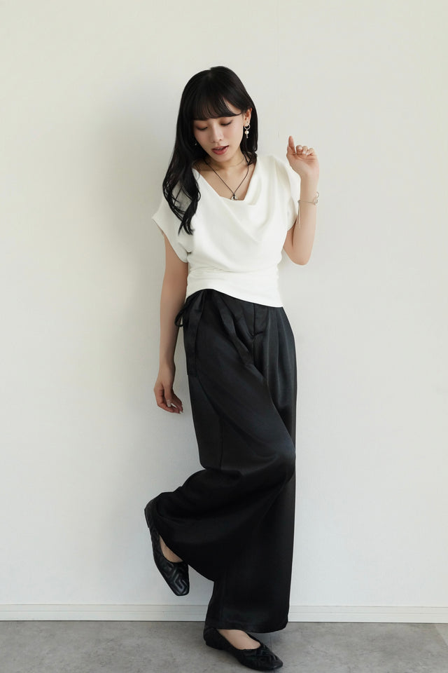 ［SET］ドレープドルマンカットソー×とろみサテンワイドパンツ(2set)
