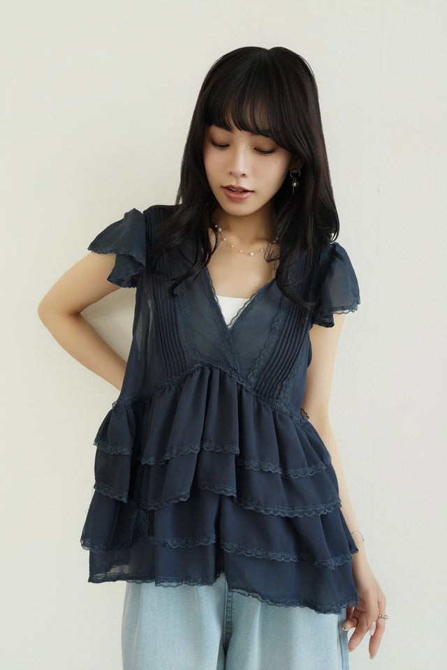 シフォンティアードブラウス