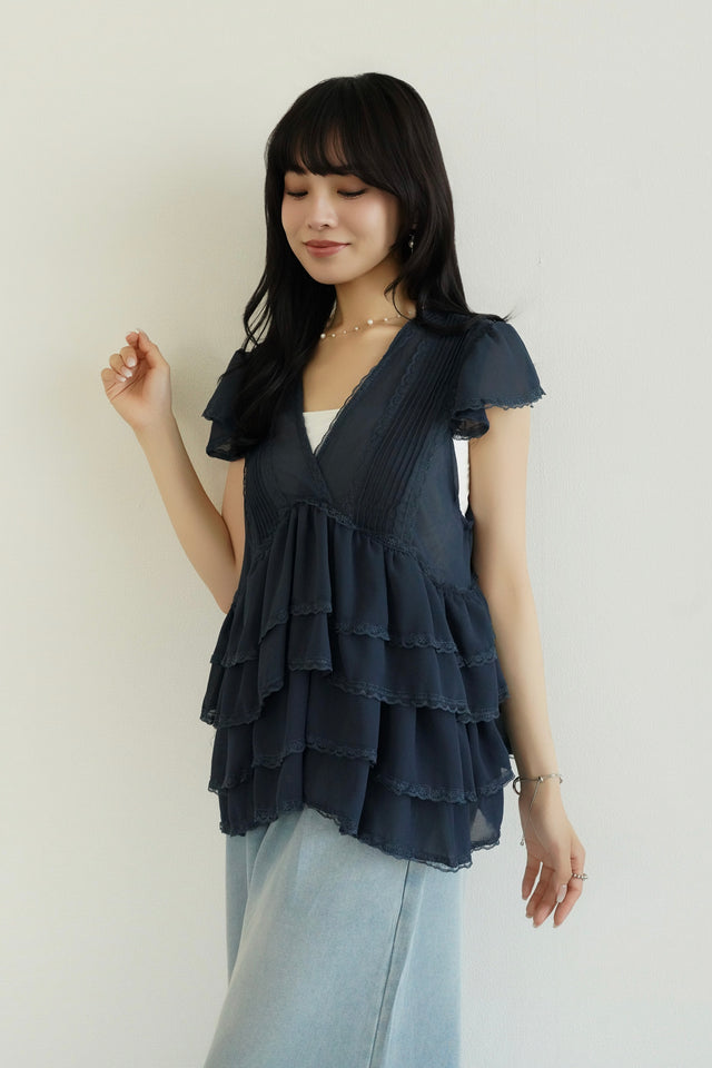 シフォンティアードブラウス